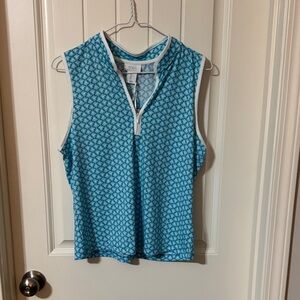 Sigrid Olsen Teal Geometric Tank Top